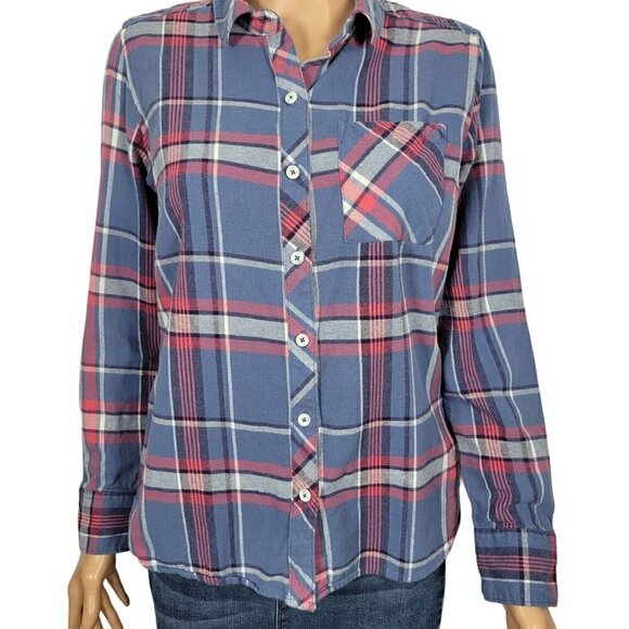 Woolrich Women's Blue/Pink Plaid 100% Cotton Flannel Size M - Picture 1 of 11